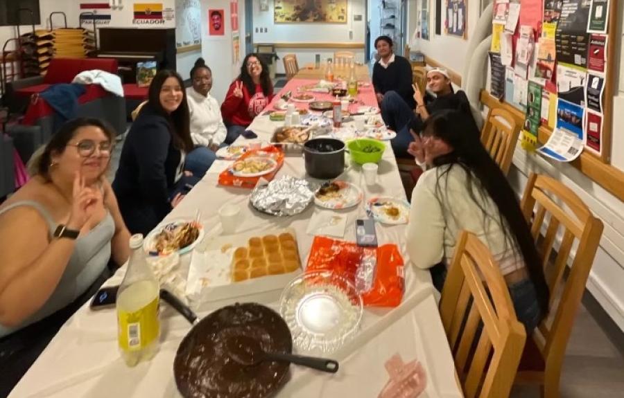 Group of people around a dinner table
