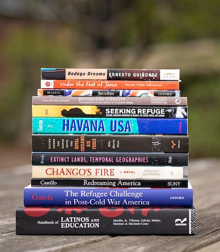 Set of books on table