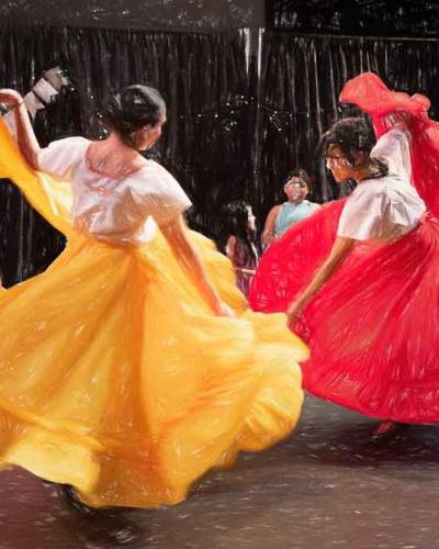 Dancers with colorful dresses