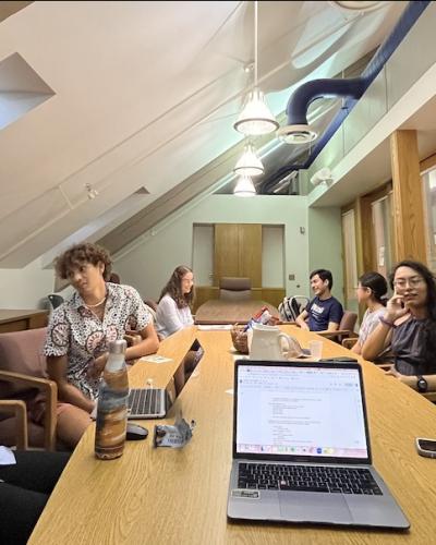 Attendees to the Spanish conversation hour