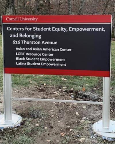 Picture of a sign for the Center for Student Equity, Empowerment and Belonging