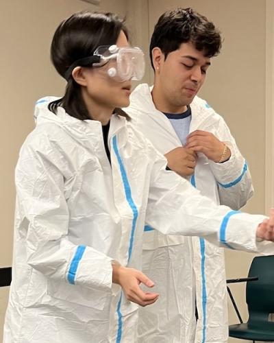 Two students acting
