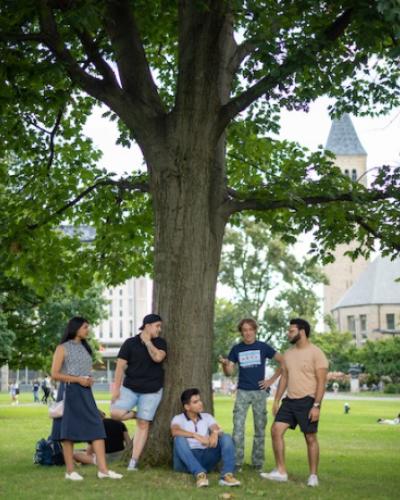 Students in Cornell Arts Quad
