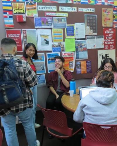 Students working and talking in the LSP Resource Room