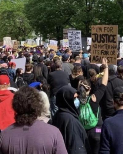 Protesters in Poughkeepsie march