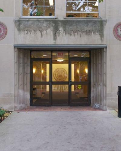 Picture of front doors of Day Hall, Cornell University